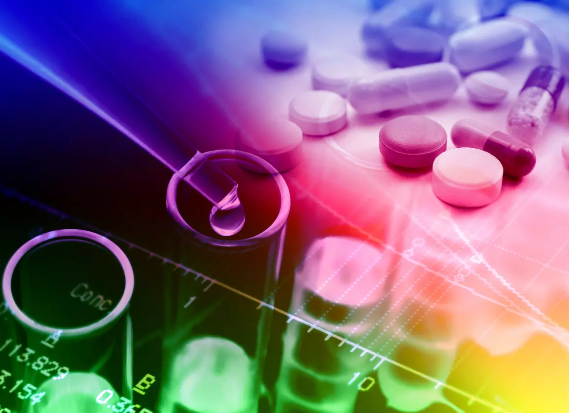 Medizinische Produkte und Tabletten in Testumgebung